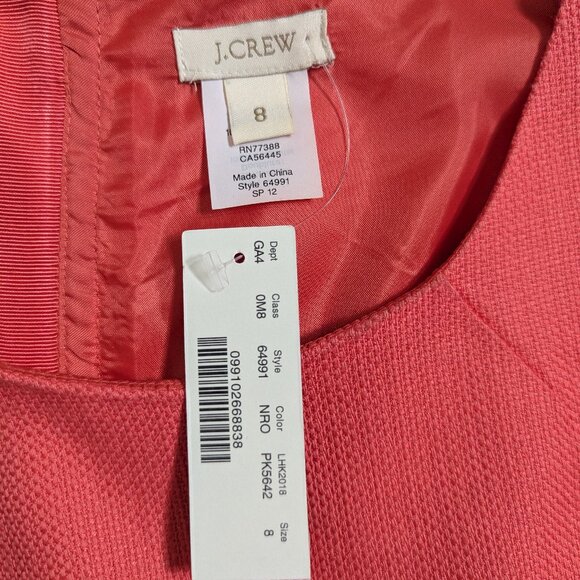 NWT J. Crew Textured Cotton/Modal Neon Rose Dress Size 8 - Picture 9 of 12